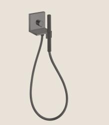 Душевой гарнитур AXOR ShowerSolutions 120/120, комплект: запорный клапан/модуль ручного душа/ручной душ-«палочка»/шланг для душа, цвет шлифованный черный хром, скрытого монтажа, квадратный, настенный, для душа/ванной