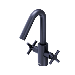 Смеситель для раковины/умывальника Damixa Neo Classic, двухвентильный, поворотный, керамический, длина излива 201 мм, латунь, цвет графит