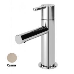 Смеситель для раковины Cezares Leaf, однорычажный, низкий, длина излива 102 мм, неповоротный, керамический, латунь, цвет сатин, с донным клапаном