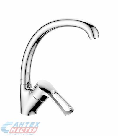 Смеситель для кухни/мойки Rossinka T однорычажный, керамический, с высоким поворотным изливом, длина 204 мм, латунь, цвет хром, кухонный, хромированный, вертикальный, кран, комплект, сантехника, водопроводные, размер, характеристики, высота