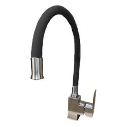 Смеситель для кухни/мойки Accoona, однорычажный, поворотный/гибкий, керамический, длина излива 150 мм, латунь, цвет черный/хром