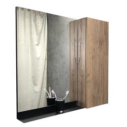 Зеркальный шкаф Comforty Кёльн 90, 88х80х14 см, подвесной, цвет дуб темный, зеркало, с 1 распашной дверцей/полки, механизм плавного закрывания, прямоугольный