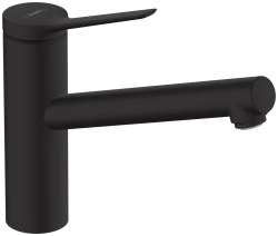 Смеситель для кухни/мойки Hansgrohe Zesis M33, 150 1jet, однорычажный, керамический, с поворотным изливом, длина 22 см, латунь, цвет матовый черный