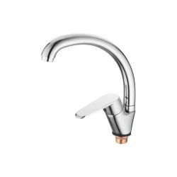 Смеситель для кухни/мойки Accoona, однорычажный, поворотный, керамический, длина излива 235 мм, цинк, цвет хром