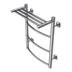 Полотенцесушитель Azario VERONA 400/600 с полкой, 3 секции, водяной, 1/2", нижнее/диагональное подключение, нержавеющая сталь, настенный, форма лесенка, вертикальный, цвет хром