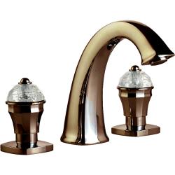 Смеситель для раковины Migliore Korona, двухвентильный, излив короткий, неповоротный, длина 140 мм, керамический, латунь, цвет бронза