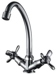 Смеситель для кухни/мойки LEDEME, двухвентильный, поворотный, силуминовый, длина излива 210 мм, силумин, цвет хром