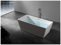 Ванна ABBER 160x80х60 акриловая, белая, отдельностоящая, прямоугольная, с современным дизайном,каркас AB9224-1.6