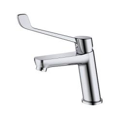 Смеситель для раковины/умывальника Splenka S08.10 однорычажный, с хирургической ручкой, неповоротный, фиксированный излив, длина 138 мм, высота 93 мм, латунь, цвет хром