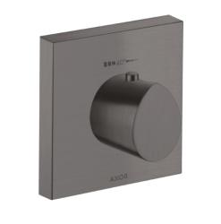 Смеситель для душа Axor Starck Organic HighFlow 120/120, термостатический, скрытого монтажа, настенный, без излива/шланга/лейки, квадратный, латунный, цвет шлифованный черный хром, с термостатом, встроенный/встраиваемый/термостатный
