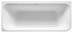 Ванна Duravit Happy D.2 180х80 см гидромассажная, пристенная, акриловая, цвет: белый, с ножками/сливом-переливом/фронтальной панелью, прямоугольная/угловая, с системой гидромассажа Air-System, с двумя наклонами для спины, левая