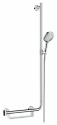 Душевой гарнитур Hansgrohe Raindance Select S 120 3jet со штангой 110 см, комплект: ручной душ/душевая штанга/корзина/шланг для душа/ползунок, латунь/пластик, цвет хром, правый