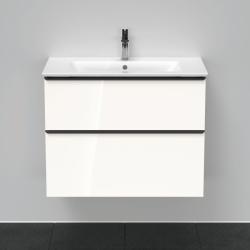 Тумба под раковину Duravit D-Neo, 81х46,2х62,5 см, подвесная, 2 выдвижных ящика, ДСП, цвет: белый глянец, шкафчик навесной, прямоугольная, правая/левая, для раковины ME by Starck # 234583, в ванную комнату