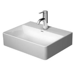 Раковина DURAVIT DuraSquare DuraCeram WonderGliss 45х35х11 см, подвесная, прямоугольная, санфарфор, цвет белый, 1 отверстие под смеситель, антигрязевое покрытие, без перелива