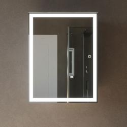 Зеркальный шкаф Silver Мirrors Киото flip, 60х80 см, навесной, цвет белый, зеркало с подсветкой LED/ЛЭД, сенсорный выключатель с функцией диммера, с 1 распашной дверцой/одностворчатый
