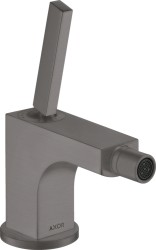 Смеситель для биде Axor Citterio однорычажный, керамический, фиксированный излив, длина 11,2 см, латунь, цвет шлифованный черный хром, без шланга/лейки, со сливным гарнитуром