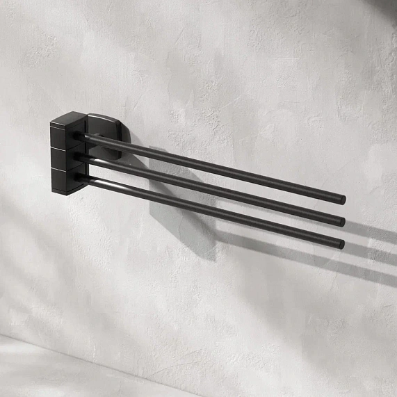 Полотнецедержатель AM.PM Gem тройной, цвет черный, поворотный, цинк A9032722