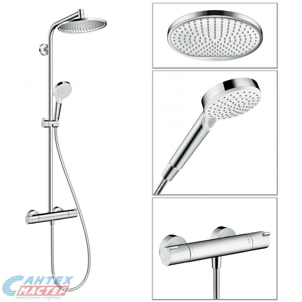 Душевая система Hansgrohe Crometta S 240 1jet Showerpipe с термостатом хром 27267000