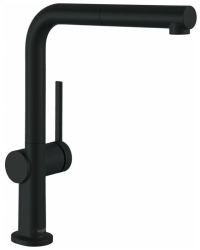 Смеситель для кухни/мойки Hansgrohe Talis M54, 270 Eco 1jet, однорычажный, керамический, с поворотным/вытяжным L-образным изливом, длина 21,5 см, латунь, цвет матовый черный