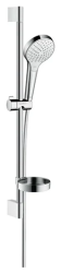 Душевой гарнитур Hansgrohe Croma Select S Vario Unica, высота 65 см, комплект: ручной душ/душевая штанга/шланг для душа/ползунок/мыльница, пластиковый, цвет хром/белый, наружного монтажа, настенный, для душа/ванной