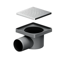 Сливной трап AM.PM PrimeFlow 100х100/50 мм горизонтальный, нерегулируемый, решетка из нержавеющей стали, мокрый затвор