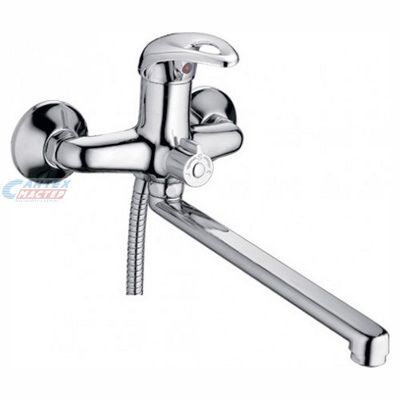 Смеситель для ванны/душа Ledeme H15 однорычажный, керамический, настенный, излив поворотный 273 мм, с гибким шлангом, душем/лейкой, латунь, цвет хром, длинный, универсальный, горизонтальный, рычажный, кран, комплект, сантехника, размер