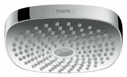 Верхний душ Hansgrohe Croma Select E 180 2jet EcoSmart, потолочного монтажа, квадратный, с 2 режимами, размер 18,7х18,7 см, пластиковый, цвет хром/белый, для душа/ванной