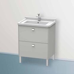 Тумба под раковину Duravit Brioso, 67х46,9х69,3 см, напольная, цвет: бетонно-серый/хром, 2 выдвижных ящика, ДСП, прямоугольная, левая/правая, в ванную комнату
