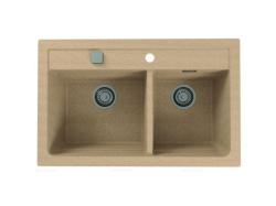 Мойка кухонная ALVEUS GRANITAL ATROX 50 BEIGE-G55 79х50х19,5 см, врезная, две чаши, искусственный гранит, прямоугольная, цвет бежевый, с отверстием под смеситель, в комплекте с сифоном 1132822