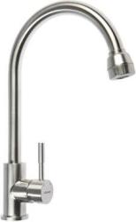 Смеситель для кухни/мойки Accoona, однорычажный, поворотный, керамический, длина излива 210 мм, нержавеющая сталь, цвет нержавеющая сталь