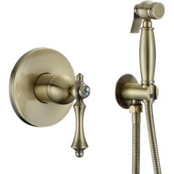 Гигиенический душ ROSE со смесителем/лейкой, для унитаза/биде, однорычажный, скрытого монтажа/встраиваемый, настенный, керамический, латунь, цвет бронза