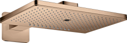 Верхний душ AXOR ShowerSolutions 460/300 3jet, с держателем, с розеткой, настенный монтаж, прямоугольный, с 3 режимами, размер 46,6х30 см, металлический, цвет: полированное красное золото, для душа/ванной