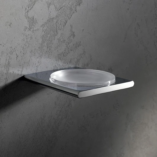 Мыльница Keuco Edition 400, с держателем, настенная, латунь/стекло, прямоугольная, для душа/мыла, в ванную комнату, под кусковое мыло, цвет хром