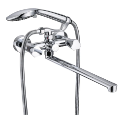 Смеситель для ванны/душа VIEIR настенный, двухвентильный, поворотный, латунный, длина излива 350 мм, латунь, цвет хром