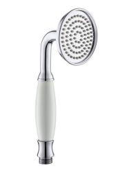 Лейка душевая Aquatek Классик 76 мм круглая, 1 режим, хром/белый, латунь, ручная, для душа/ванной