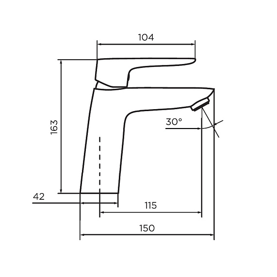 Смеситель для раковины Dorff Prime New однорычажный, излив короткий, длина 115 мм, керамический, латунь, цвет черный матовый