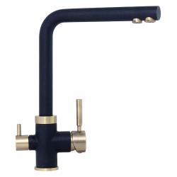 Смеситель для кухни/мойки TopZero 3в1, цвет Cosmos, L образный, однорычажный, с высоким/низким изливом, высота излива 294 см, из латуни, гранит, бронза