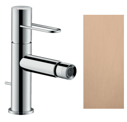 Смеситель для биде Axor Uno однорычажный, керамический, фиксированный излив, длина 12,4 см, латунь, цвет шлифованное красное золото, без шланга/лейки, с донным клапаном