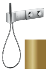 Смеситель для душа Axor Edge 470/100, термостатический, скрытого монтажа, 2 потребителя, настенный, без излива, с держателем/шлангом для душа/лейкой, прямоугольный, латунный, цвет полированная бронза, с термостатом