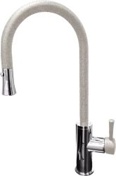 Смеситель для кухни/мойки GranFest, однорычажный, керамический картридж, высокий, с поворотным изливом, длина 192 мм, латунь, цвет серый