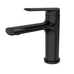 Смеситель для раковины/умывальника Splenka S50.10.06 однорычажный, неповоротный, фиксированный излив, длина 128 мм, высота 114 мм, латунь, цвет черный