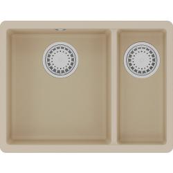 Мойка кухонная Lemark SINARA 550.2-U, две чаши. 42х55х21,7 см, врезная, кварцгранит, прямоугольная, цвет бежевый, без отверстия под смеситель, без крыла, слив-перелив, врезная под столещницу, для кухни
