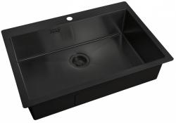 Мойка кухонная ZorG Light Grafit, 75х51х20 см, нержавеющая сталь, прямоугольная, цвет: графит, с отверстием под смеситель, без крыла, слив-перелив, врезная