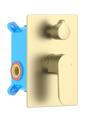 Смеситель для ванны/душа Aquatek Оберон настенный, однорычажный, встраиваемый, 2 режима, без излива, латунь, цвет шлифованное золото Смеситель для ванны/душа Aquatek Оберон настенный, однорычажный, встраиваемый, 2 режима, без излива, латунь, цвет шлифованное золото