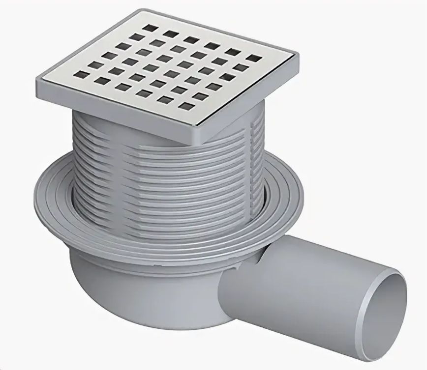 Сливной трап Berges Kombo 150х150 боковой выпуск слив D50 хром