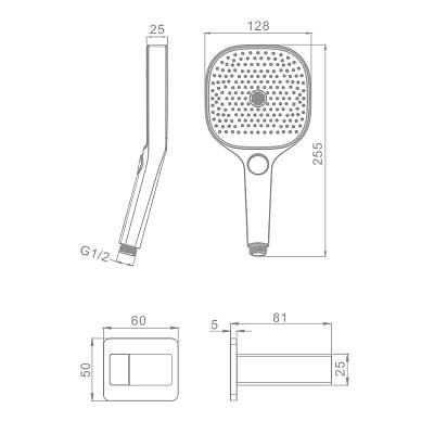 Душевой гарнитур Raglo R476.41 комплект: ручной душ 3 режима/держатель для душа/шланг для душа 150 см, латунь/пластик, цвет хром