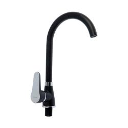 Смеситель для кухни/мойки Accoona, однорычажный, поворотный, керамический, длина излива 183 мм, цинк, цвет черный