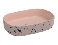 Раковина/умывальник ISVEA Infinity Terrazzo, 55х36 см, накладная, овальная, керамическая, цвет лососевый матовый, без отверстия под смеситель, без слив-перелива, умывальник