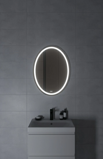 Зеркало Cersanit LED 040 design, 57х77х4 см, с LED/ЛЕД-подсветкой, овальное, с антизапотеванием, выключатель сенсорный, для ванны