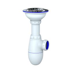 Cифон для мойки Unicorn 3 1/2"х40 чашка из нержавеющей стали Ø115, без перелива, без отвода, ручка пластик B412Р